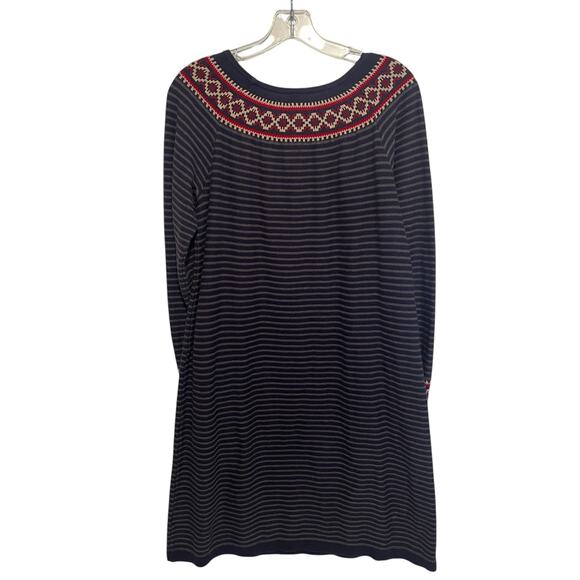 Hanna Andersson Fair Isle Sweater Dress Girls Large Navy Striped Cotton Nordic - Picture 4 of 8